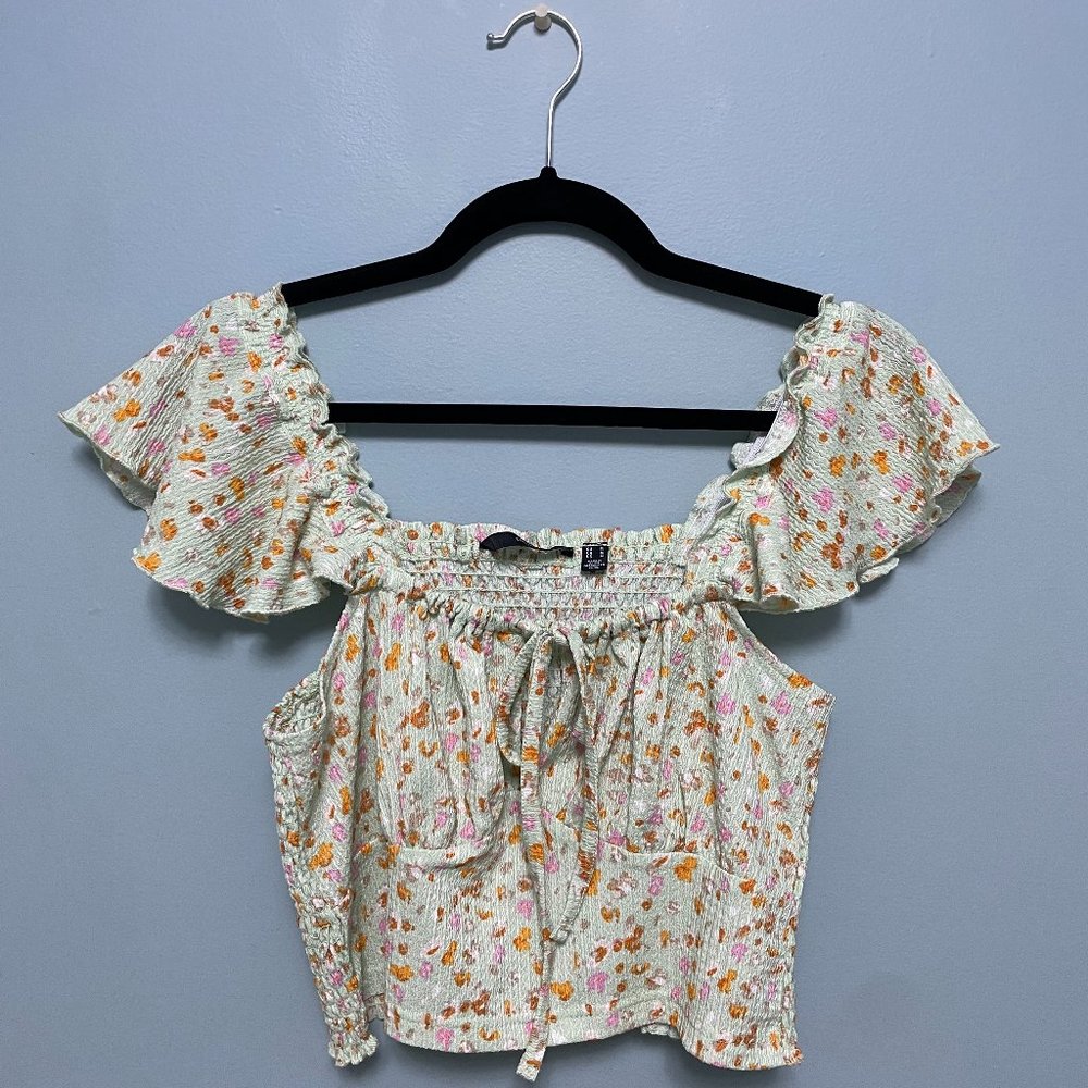 SHORT-SLEEVED FLORAL TOP - Picture 2 of 2